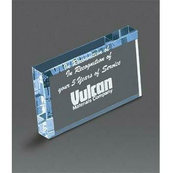 Beveled Rectangle Paperweight - Blue