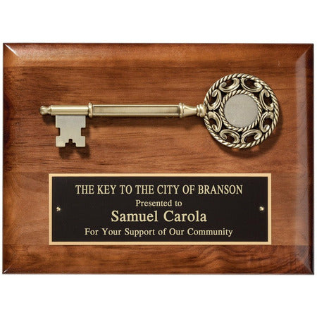 Key to the City Walnut Plaque