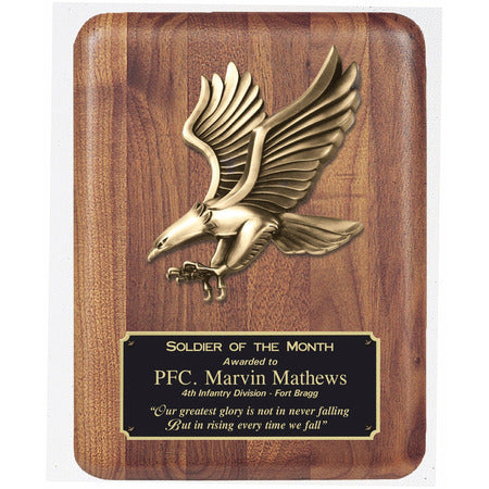 Walnut plaque With Bronze Eagle