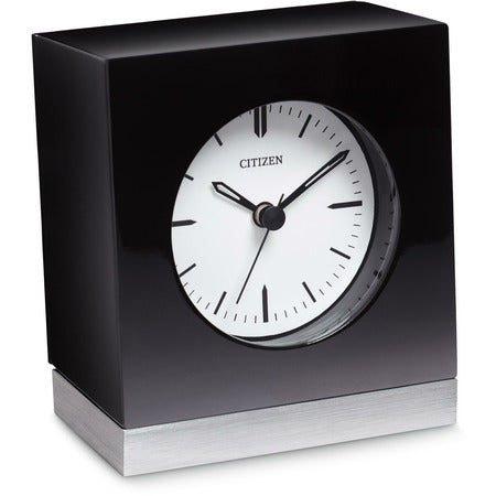 Citizen Square Desk Clock with Black Circular Dial