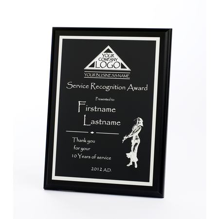 Standard Plaque - Matte Black Finish Silver Engraving
