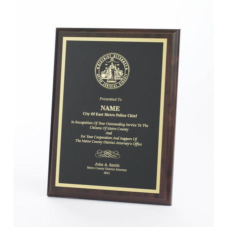 Standard Plaque - Cherry Finish Gold Engraving