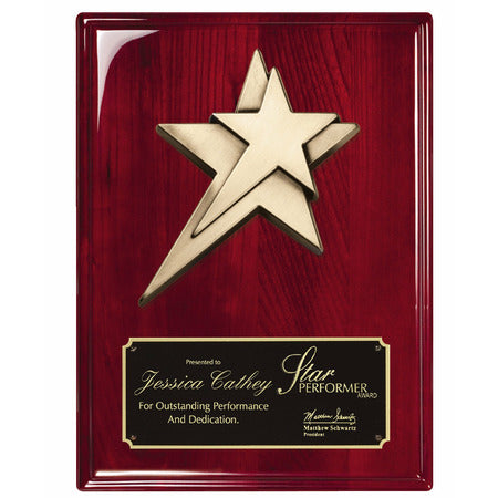 Rosewood plaque With Bronze Star